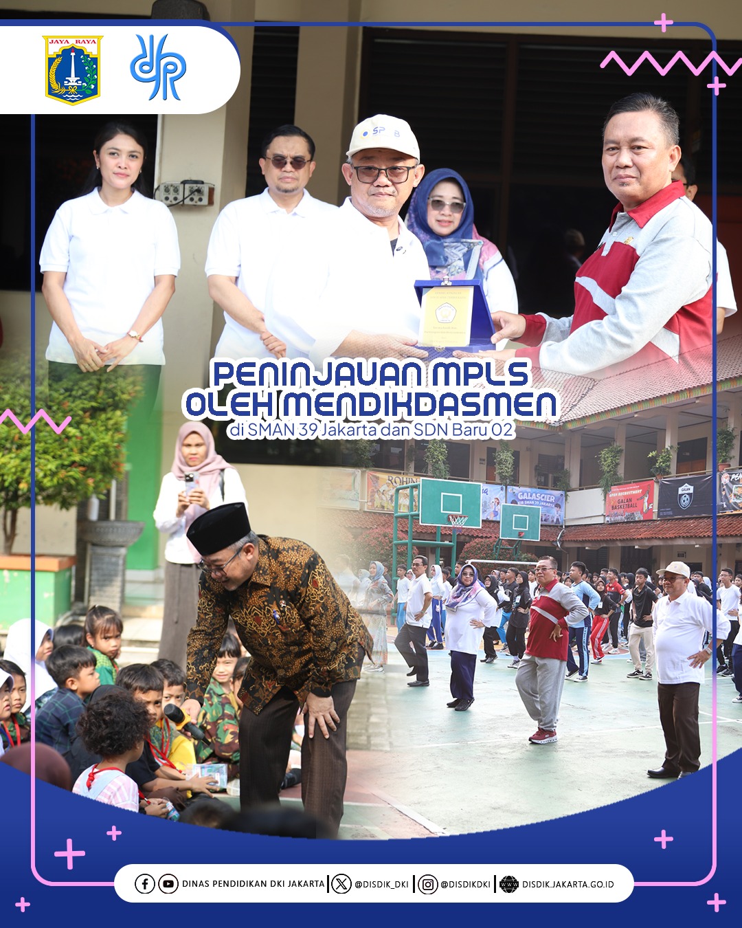 Menteri Pendidikan Dasar dan Menengah (Mendikdasmen) Abdul Mu'ti dalam meninjau MPLS di SMA Negeri 39 Jakarta dan SDN Baru 02 Jakarta.