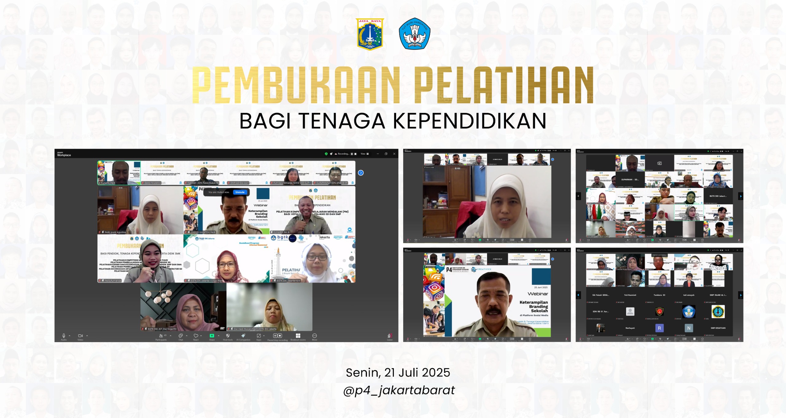 Pembukaan Pelatihan Kompetensi Pembelajaran Mendalam Bagi Kepala Sekolah SD dan SMP Kota Administrasi Jakarta Barat Dilaksanakan Secara Daring