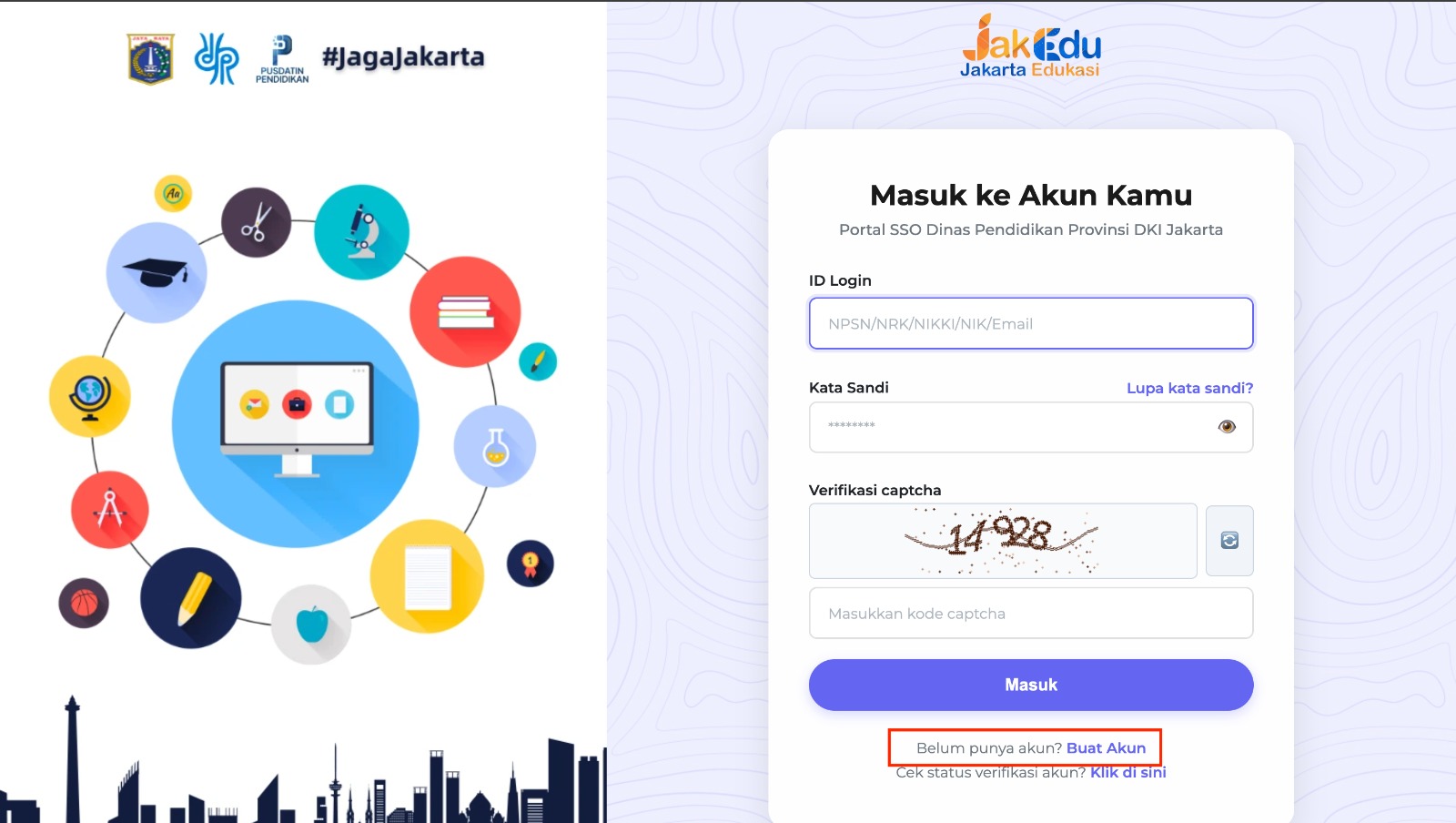 Klik Buat Akun di halaman login